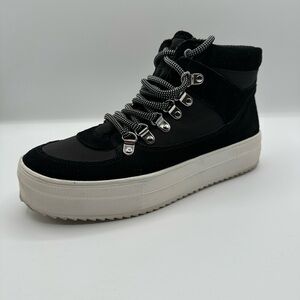 AQUA Women's Bash High-Top Black Leather Platform Sneakers Sz 7.5